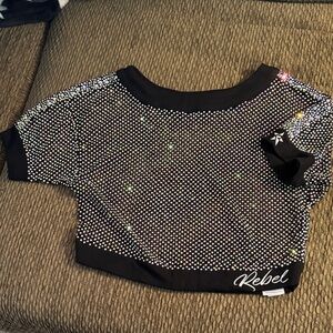 Short sleeve crop crystal couture top AXS
